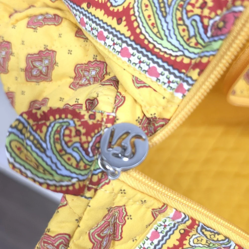 Vintage Americana by Sharif Quilted Duffel Bag Yellow Paisley Cottagecore Travel